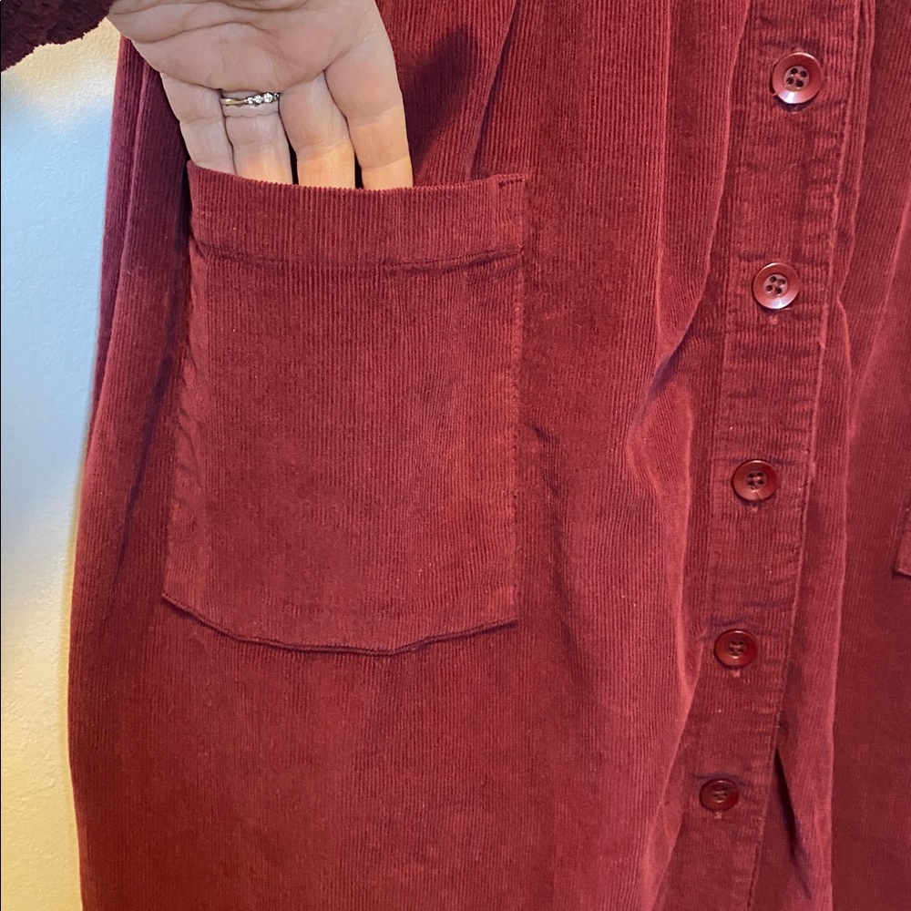 The Vermont Country Store Corduroy Dress Women's Large Red Cotton Pinafore Midi - Picture 5 of 11